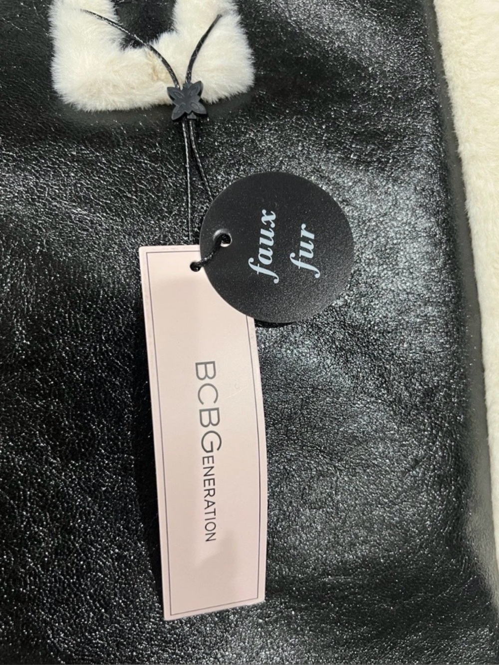 BCBGeneration Black Outerwear with Cream Trim Tag